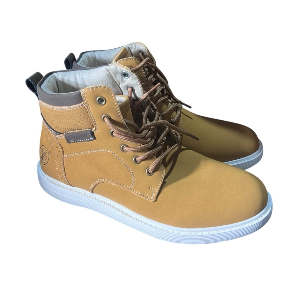 New Men's Flyland Chukka Boots Hand Stitching Tan High-Top Sneakers